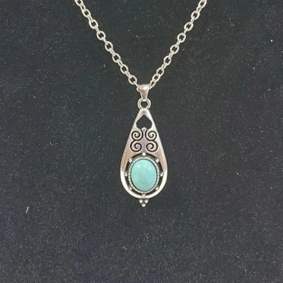 Blue Teardrop Earring and Necklace Set - Picture 3 of 4